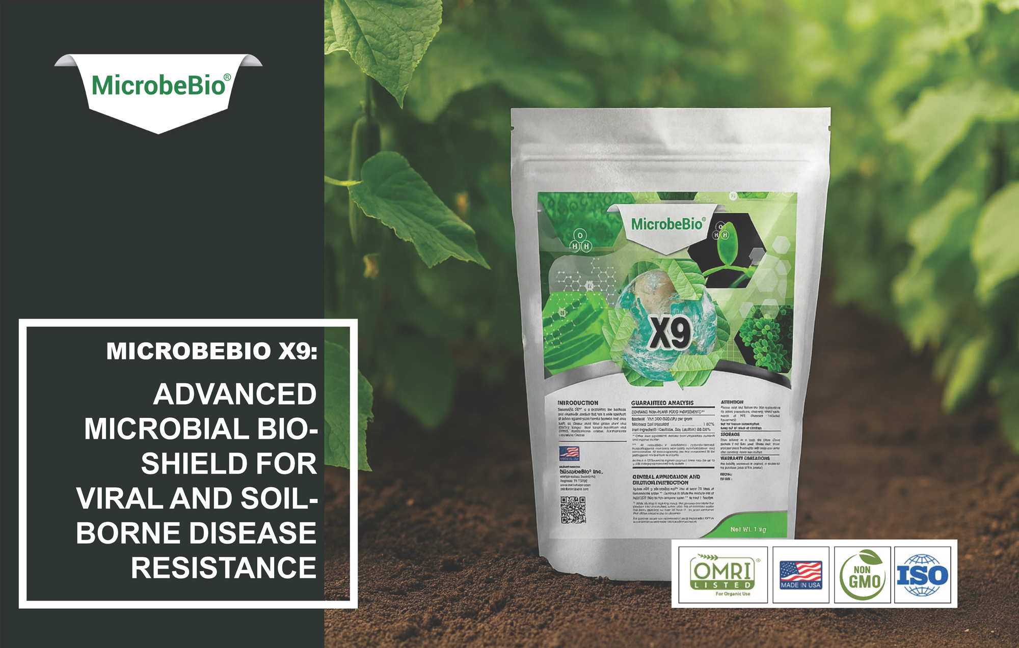 MicrobeBio X9-Advanced Microbial Bio-Shield for Viral and Soil-Borne Disease Resistance